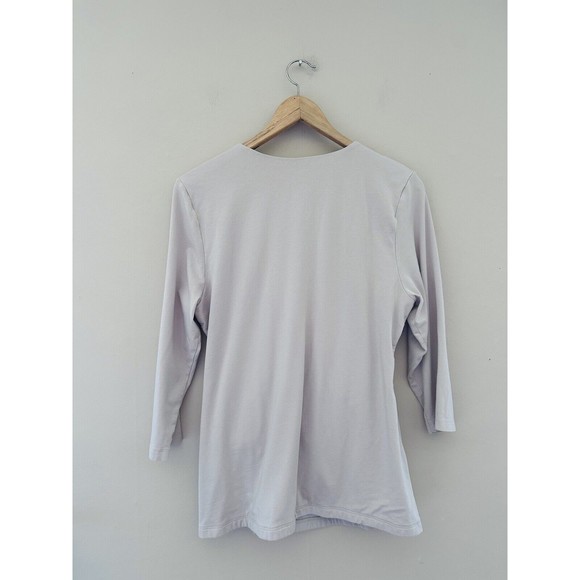 Soft Surroundings Alyssa Knit Top Size XL Beige Surplice Faux Wrap 3/4 Sleeve - Picture 4 of 8